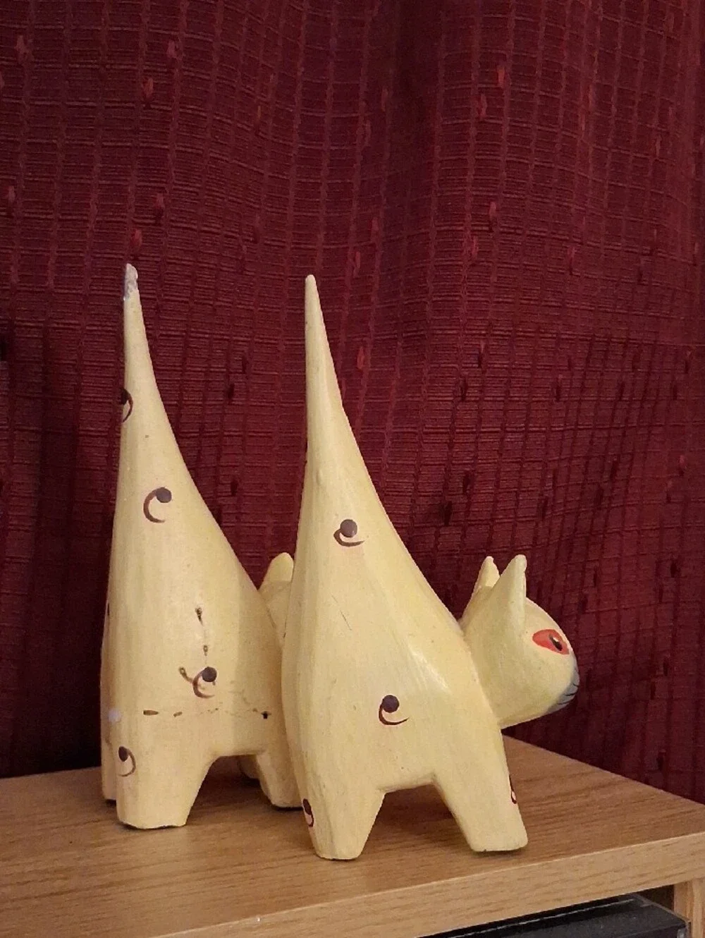 Cat Wooden Statue-2 Cats